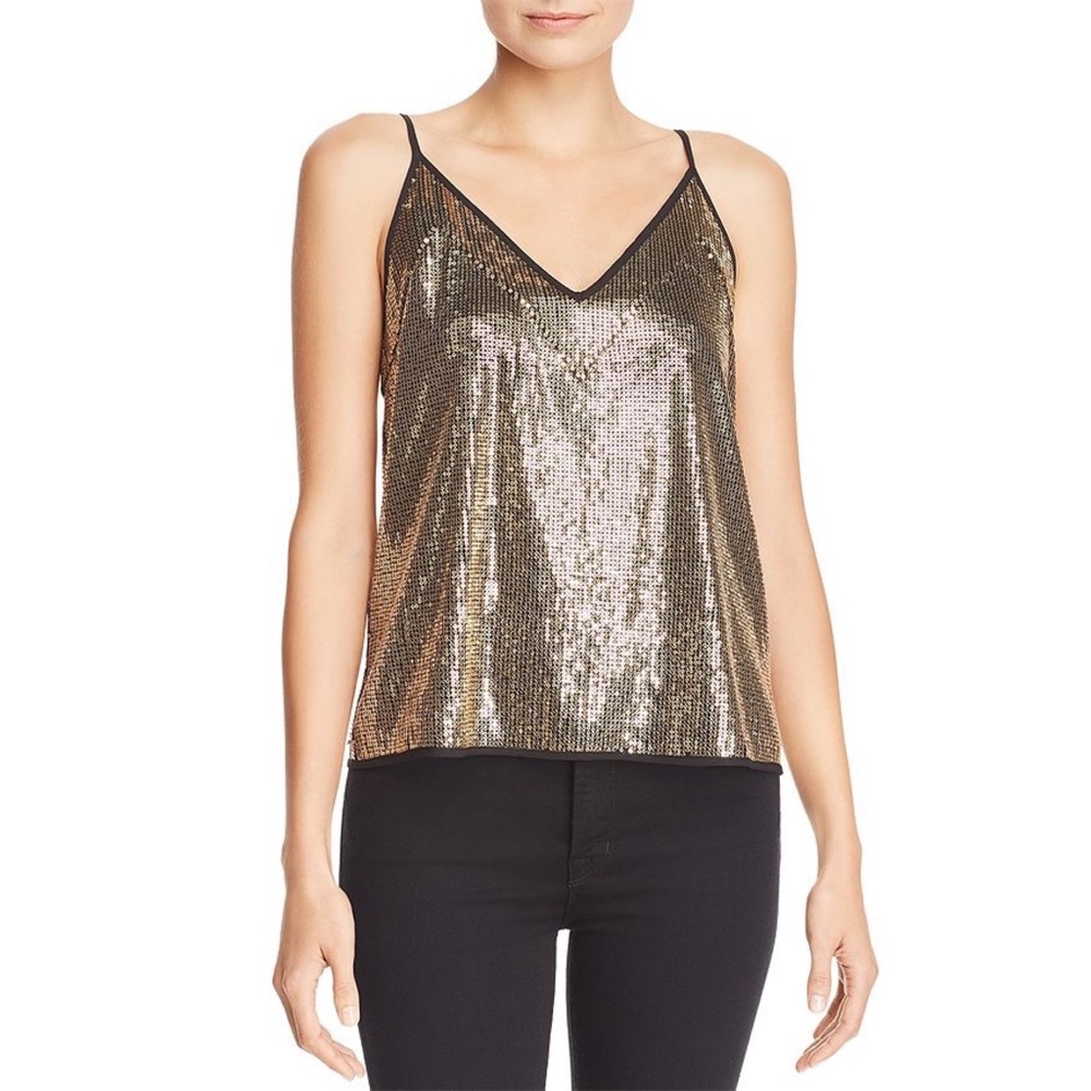✨NWT✨ REBECCA MINKOFF Nora Sequin Camisole Tank Top in Gold Sz XS